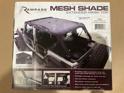 Rampage 90635 Extended Mesh Shade Top For 2009-2017 Jeep Wrangler JK - Black