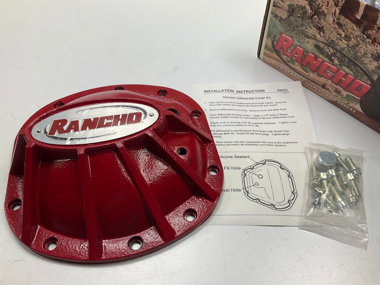 Rancho RS6218 Front Dana 30 Axle Differential Cover, Red For 97-18 Jeep Wrangler