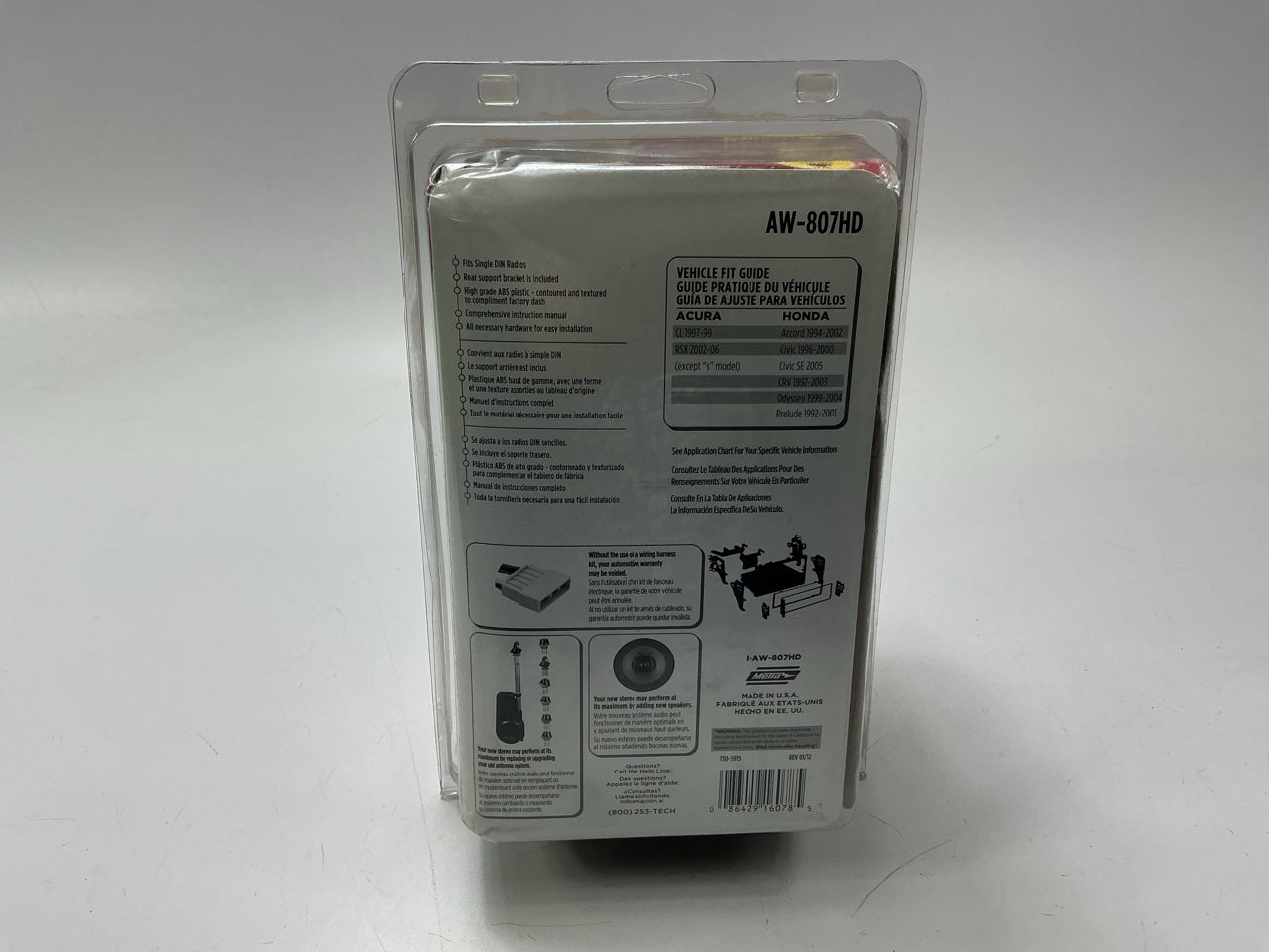 Raptor AW-807HD Radio Stereo Installation Kit - 1994-2002 Honda Accord