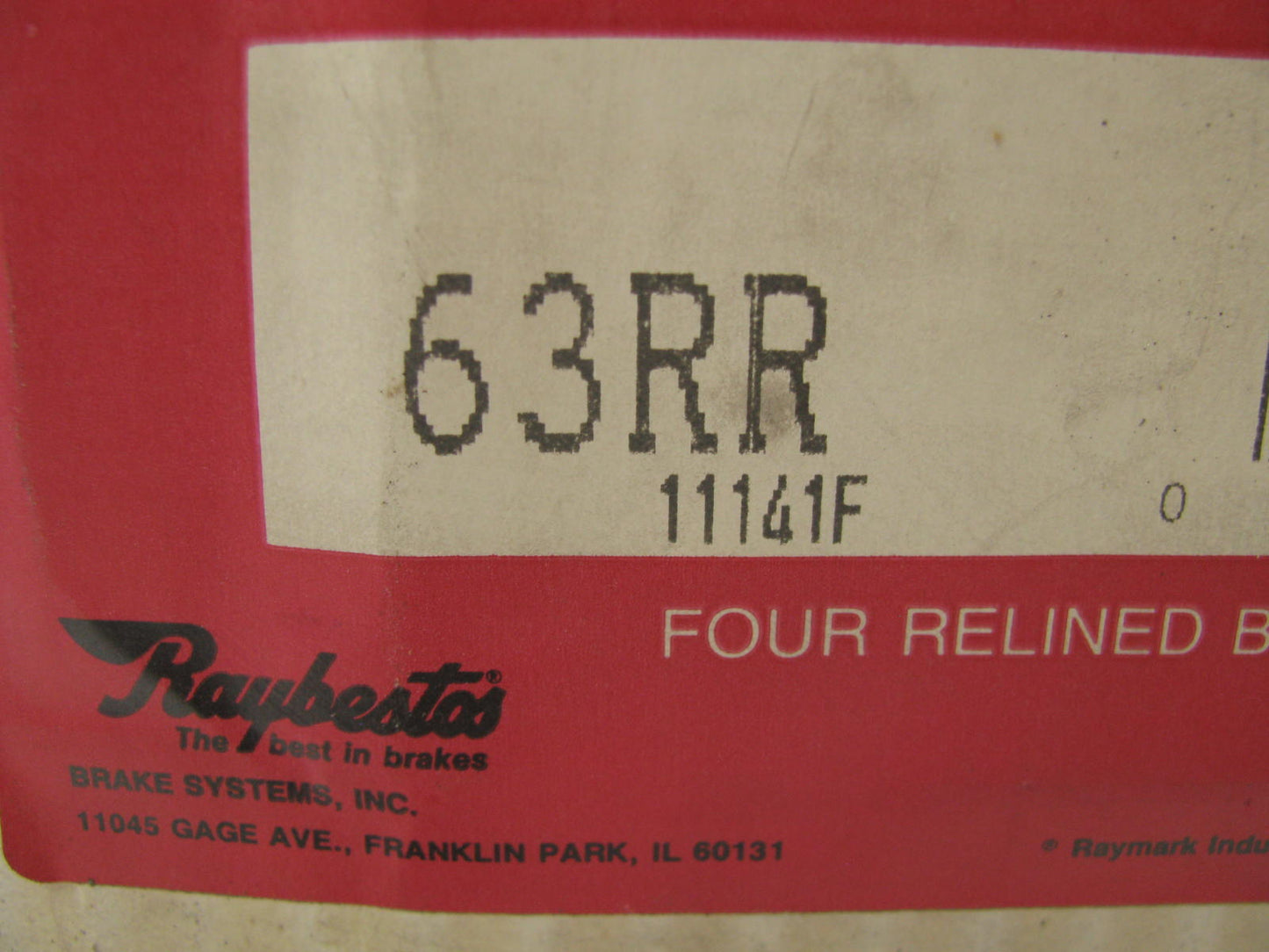 Riveted  Relined Drum Brake Shoes-  Rear Raybestos 63RR