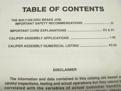 Raybestos CCA-2 Complete Caliper Assembly Catalog # 120-136 1991