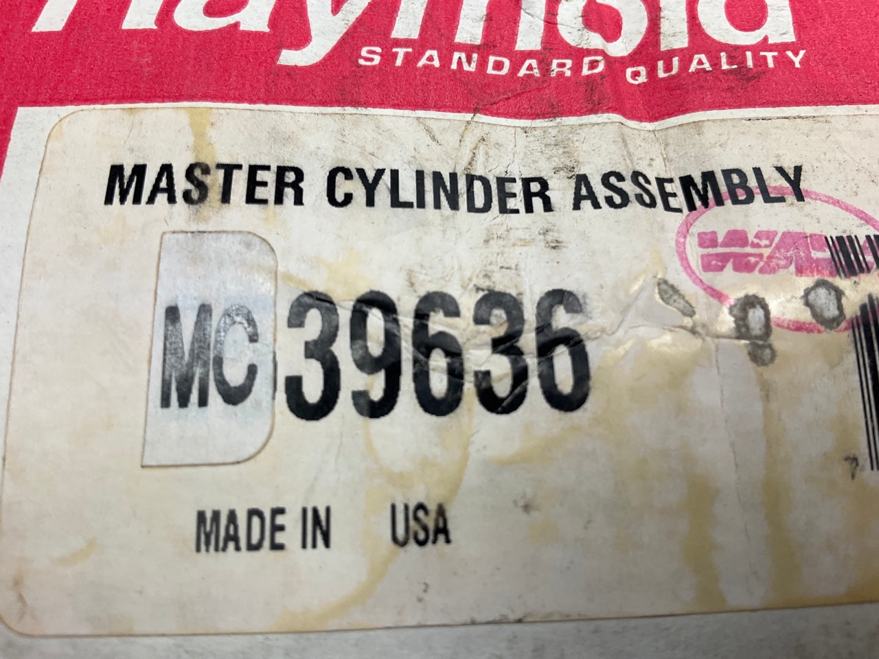 Raymold MC39636 Brake Master Cylinder - WITHOUT RESERVOIR