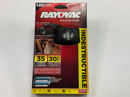 RAYOVAC Virtually Indestructible 35 Lumen 3AAA LED Headlight Head Flashlight