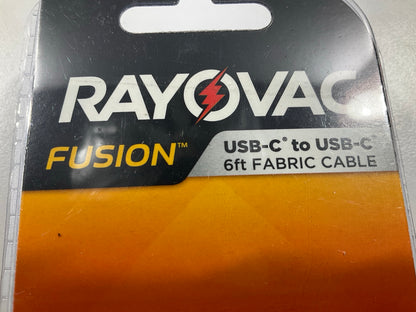 Rayovac RV2418 USB-C To USB-C 6' Black Fabric Charging & Sync Cable