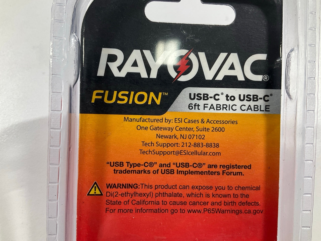 Rayovac RV2418 USB-C To USB-C 6' Black Fabric Charging & Sync Cable