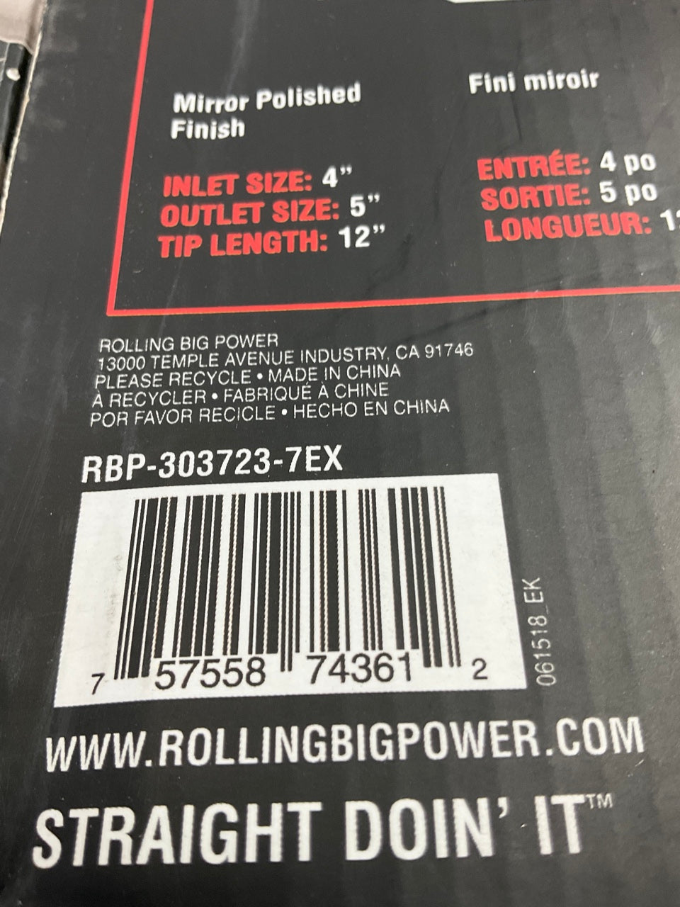 RBP RBP-303723-7EX RX-7 Adjustable Stainless Steel Exhaust Tip - 3'' To 4''