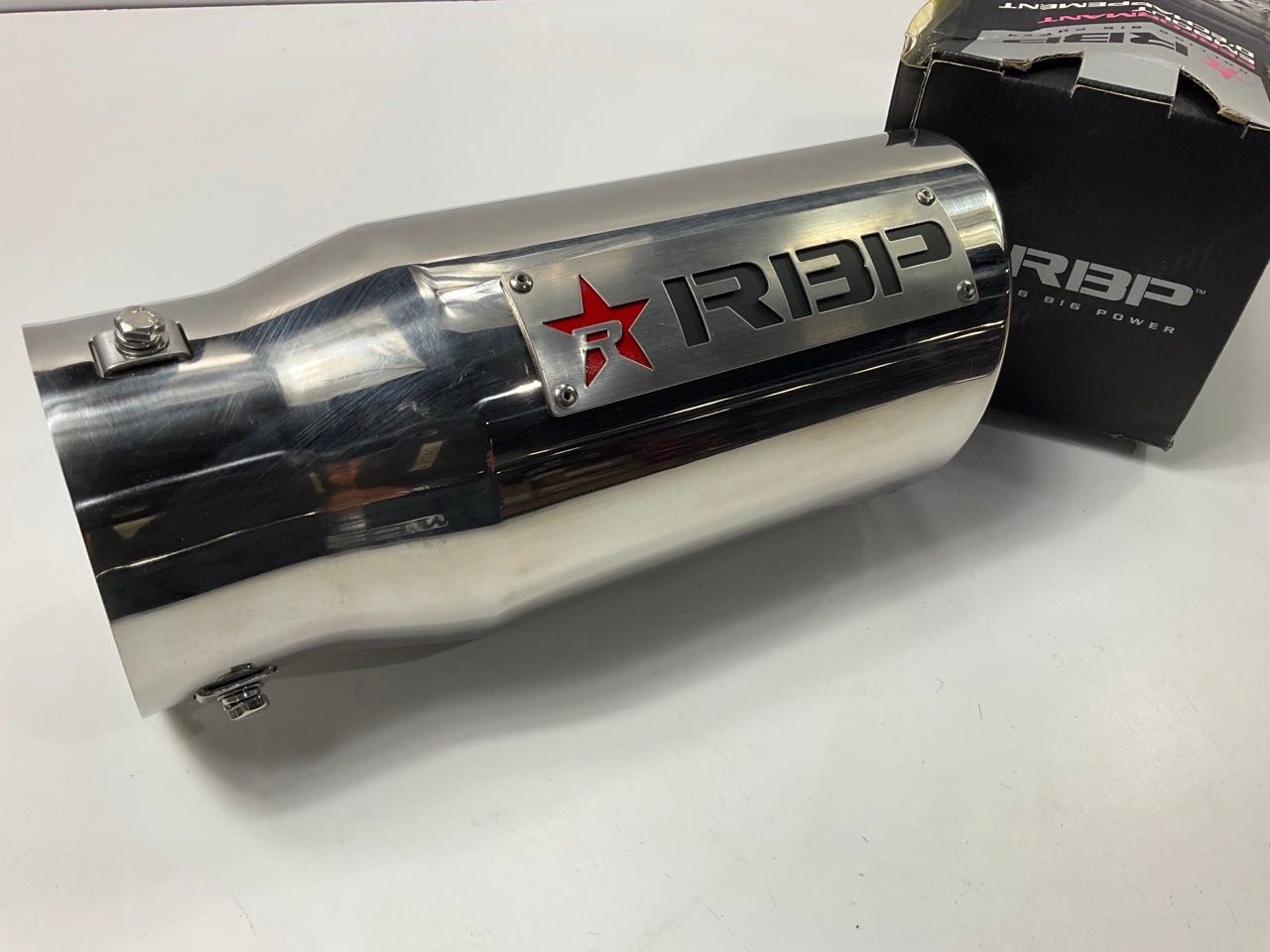 RBP 303723-EXR Stainless Steel Slant Cut 4'' In, 5'' Out Exhaust Tip For Diesel
