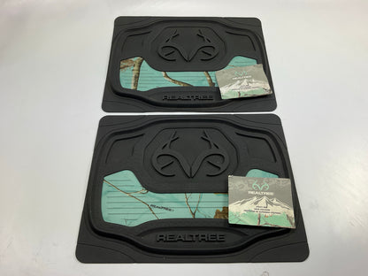 (2) Realtree 17''x13'' Camo Floor Utility Mats, Rear, AP Cool Mint Truck Car SUV