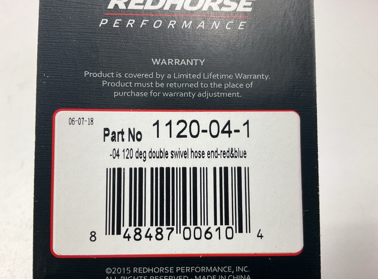 Redhorse 1120-04-1 1000 Series Swivel Seal Hose End Fitting, -4AN Female 120 Deg
