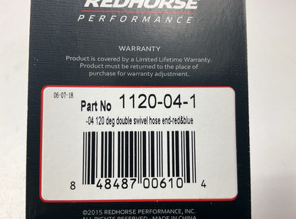 Redhorse 1120-04-1 1000 Series Swivel Seal Hose End Fitting, -4AN Female 120 Deg