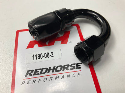 Redhorse 1180-06-2 180 Degree Swivel-Seal -6 AN Female Aluminum Hose End, Black