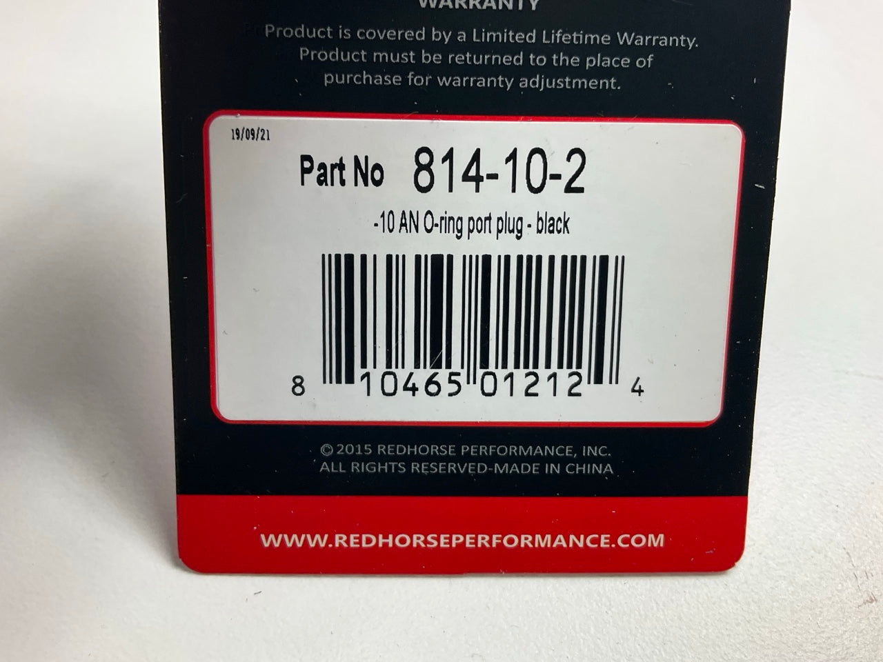 Redhorse 814-10-2 Red Horse Performance O-Ring Port Plug -10 AN