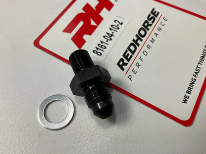 Redhorse 8161-04-10-2 -04 Male AN Flare To M10x1.0 Adapter Fitting, Black