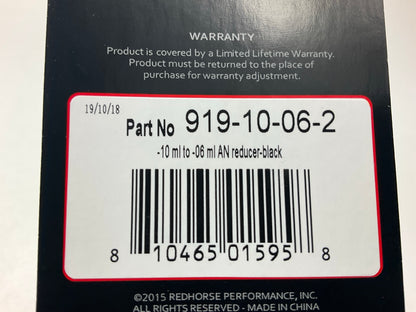 Redhorse 919-10-06-02 919 Series Reducer Black Anodized Fitting -10 AN To -6 AN