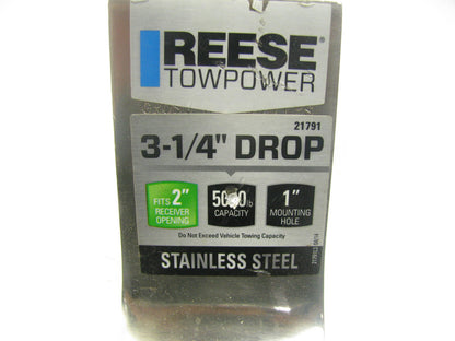 Reese 21791 Stainless Trailer Hitch Ball Mount, 2'' Receiver, 3.25'' Drop, 1'' Hole