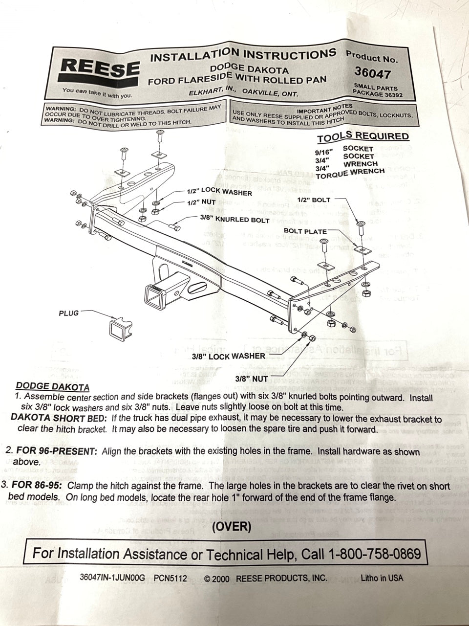 Reese 36047 Class 3 Trailer Hitch, 2 Inch Square Receiver - 1992-2008 Ford F-150