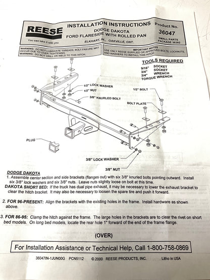 Reese 36047 Class 3 Trailer Hitch, 2 Inch Square Receiver - 1992-2008 Ford F-150