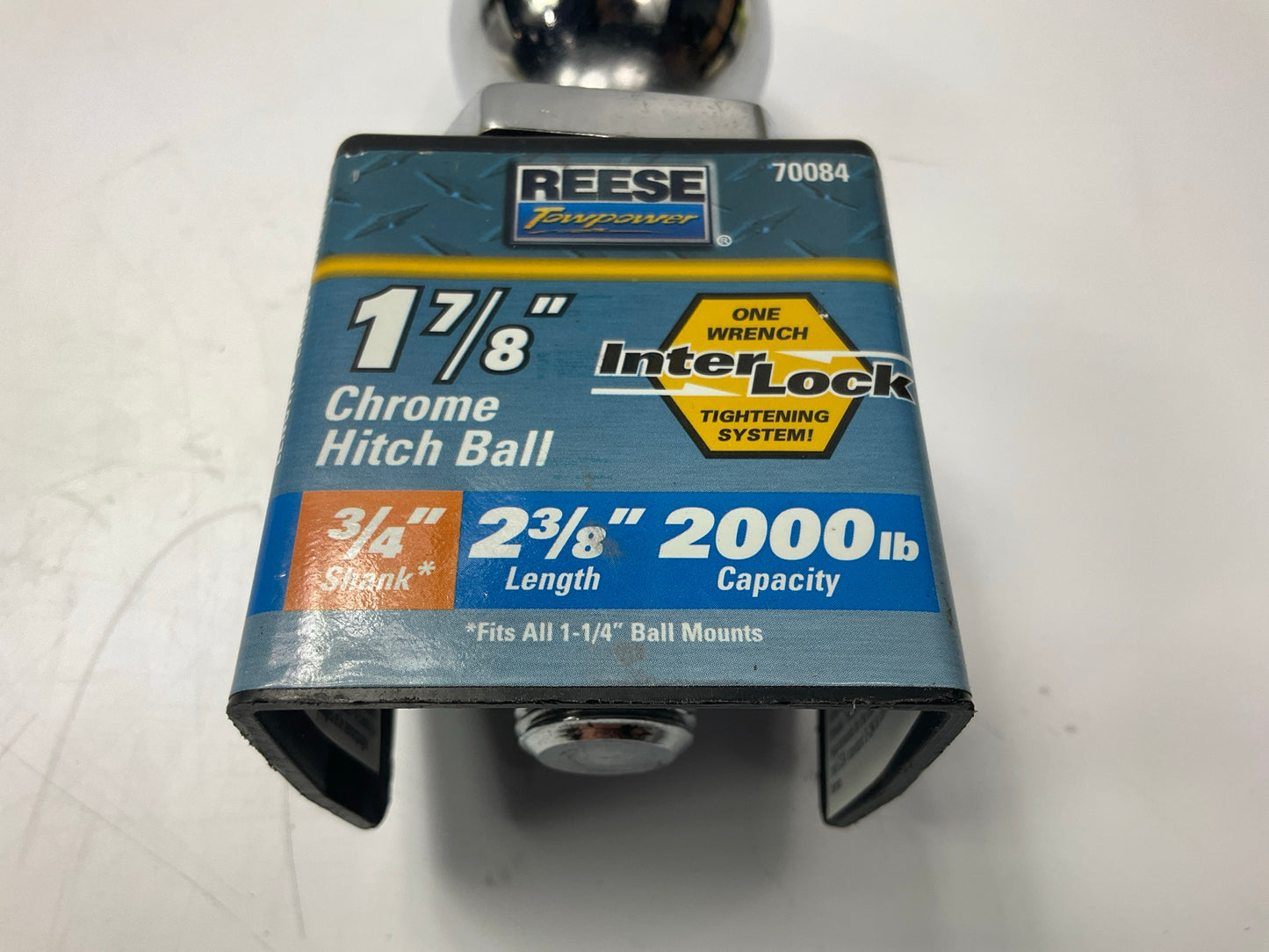 Reese Towpower 70084 Chrome Hitch Ball 1-7/8'', 3/4'' Shank, 2000 Lb. Capacity