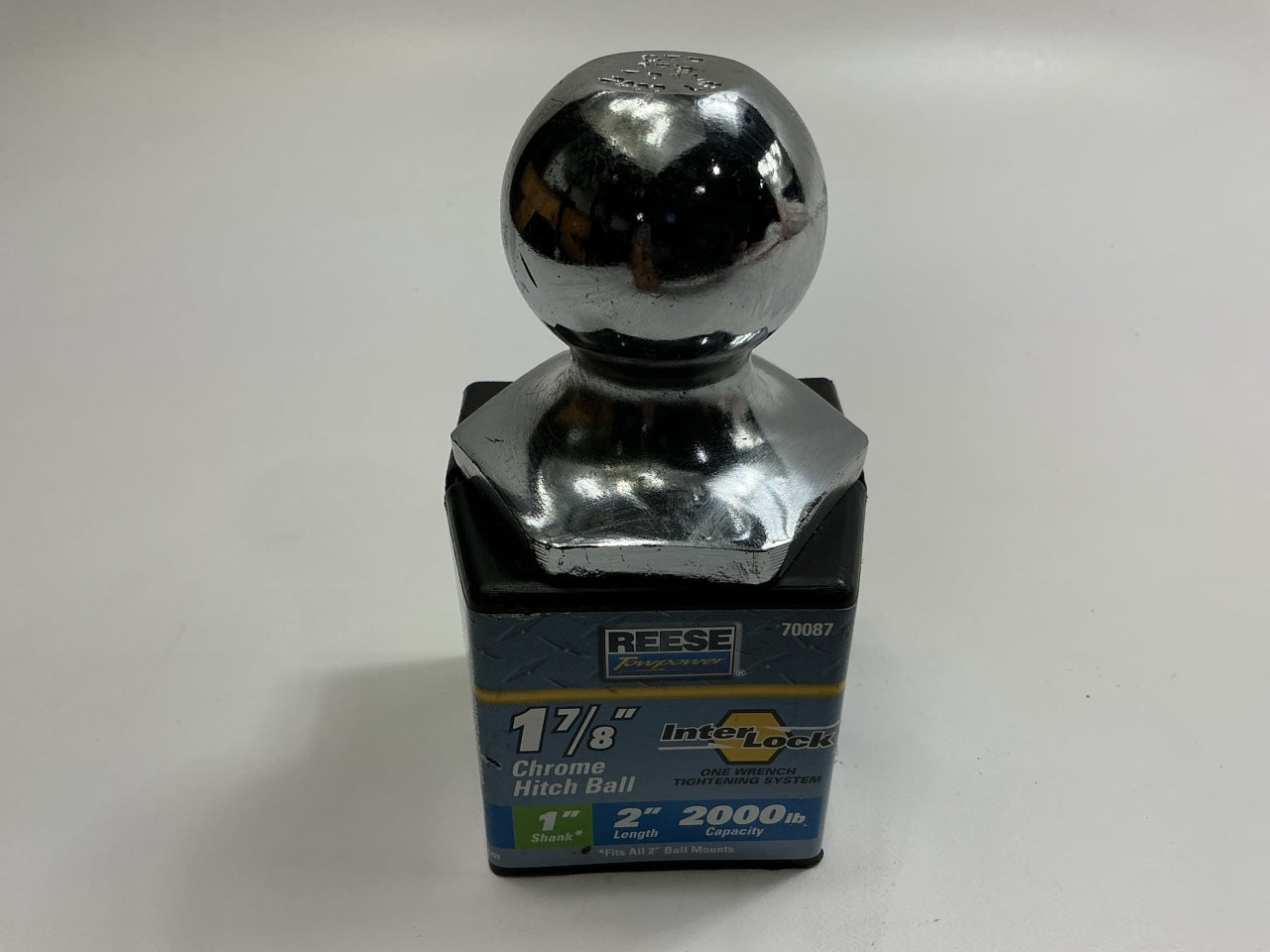 Reese 70087 Trailer Hitch Tow Ball, 1-7/8 Inch, 2,000 Lbs. Capacity, 1'' Shank