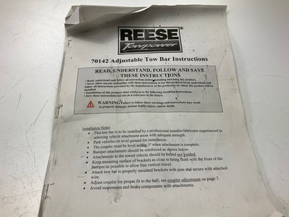 Reese 70142 Adjustable Tow Bar 5000 Lbs. For 2'' Hitch Ball