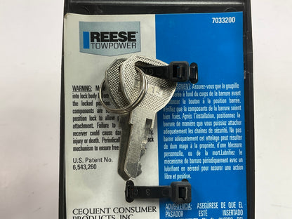 REESE 7033200 Towpower 3-1/2'' Span Class V Towing Receiver Lock, 5/8'' Diameter
