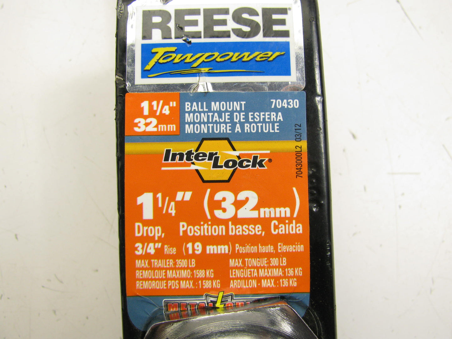 Reese Towpower 70430 Class II Interlock 1-1/4'' Trailer Hitch Ball Mount Black