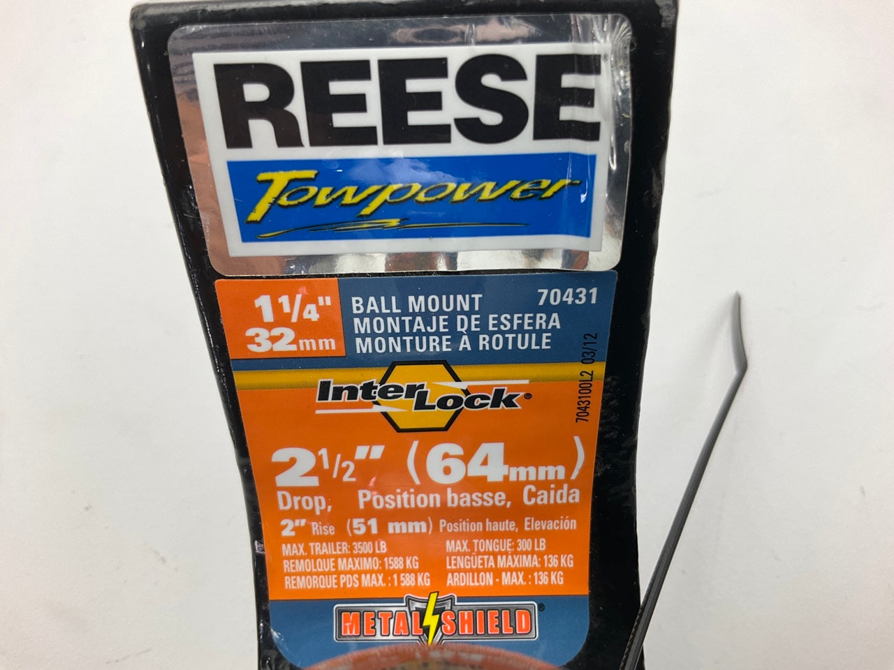 Reese 70431 Hitch Ball Mount Starter Kit W/ 2'' Ball, 1-1/4'' Receiver, 2.5'' Drop