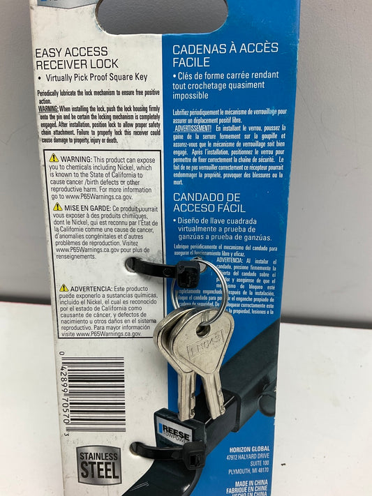 Reese 7057030 Trailer Hitch Lock For 1-1/4'' & 2'' Receivers, 1/2 In. & 5/8 Pin