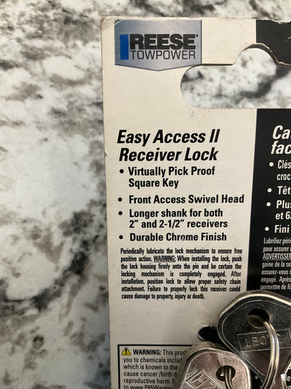 Reese 7057830 Trailer Hitch Locking Pin Lock, For 2'' Receiver, 5/8'' Pin Diameter