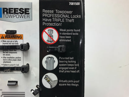 Reese 7081500 Trailer Hitch Lock Pin For 3'' Square Receiver, 5/8'' 3/4'' Pin Diam.