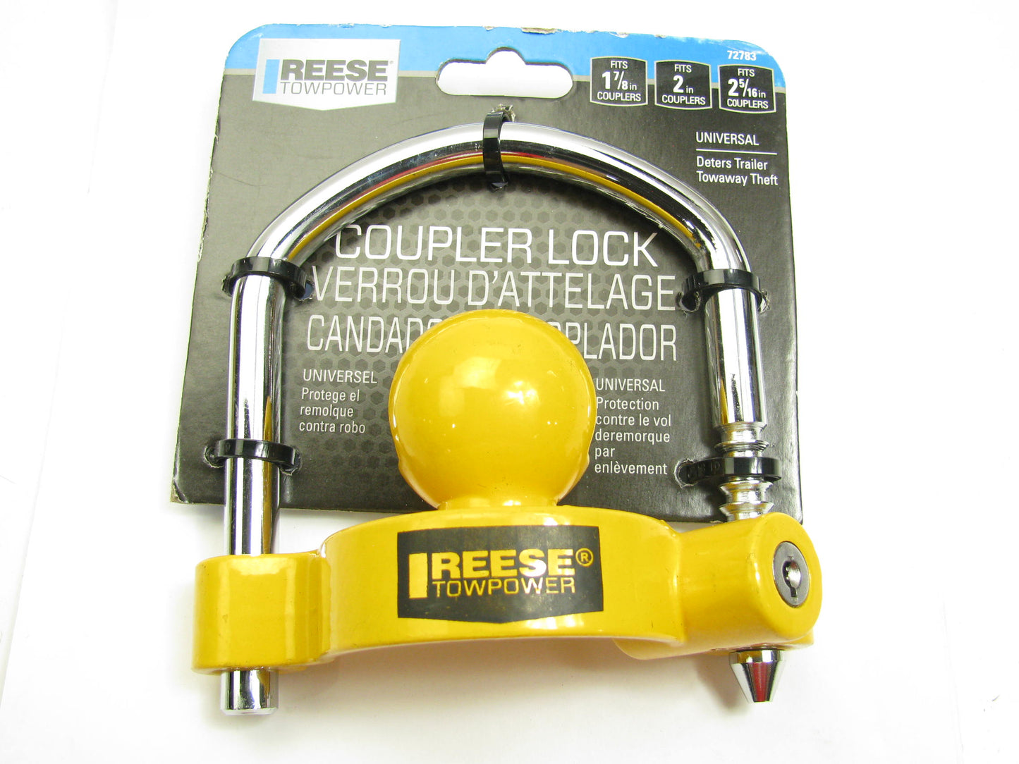 REESE 72783 Universal Trailer Coupler Lock Prevents Theft (1-7/8'', 2'' & 2-1/16'')