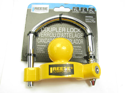 REESE 72783 Universal Trailer Coupler Lock Prevents Theft (1-7/8'', 2'' & 2-1/16'')