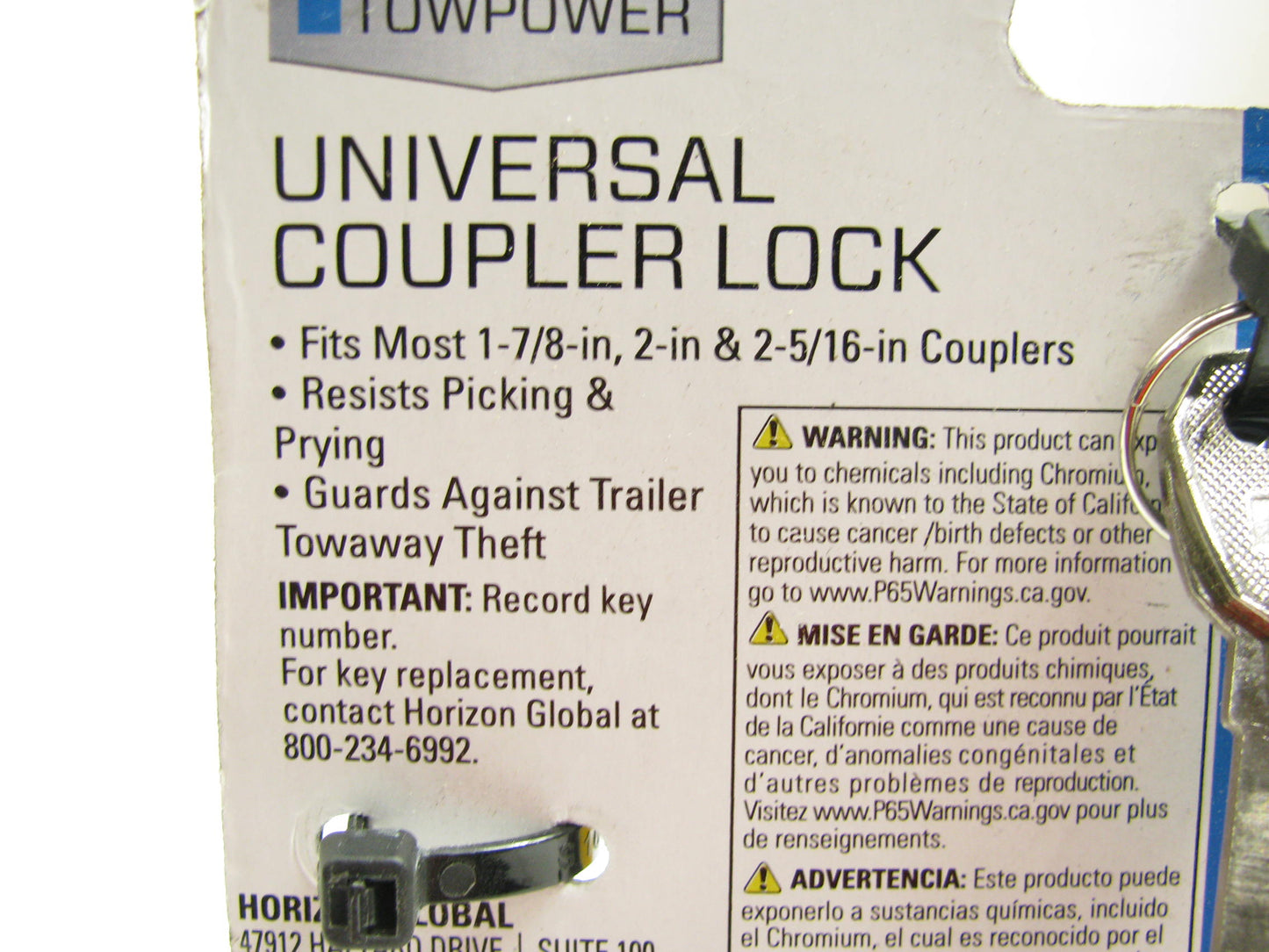 REESE 72783 Universal Trailer Coupler Lock Prevents Theft (1-7/8'', 2'' & 2-1/16'')