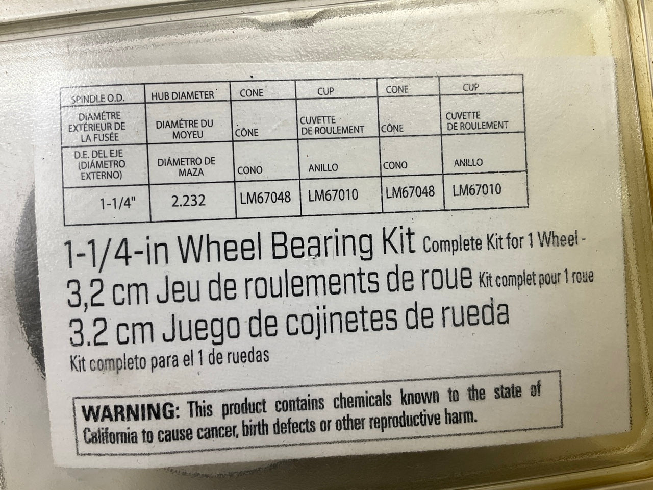 Reese 72790 Trailer Wheel Bearing Kit, 1-1/4'' For 1-1/4'' Straight Spindle