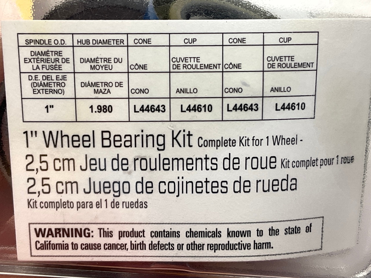 Reese 72791 Trailer Wheel Bearing Kit, 1 In. Diameter