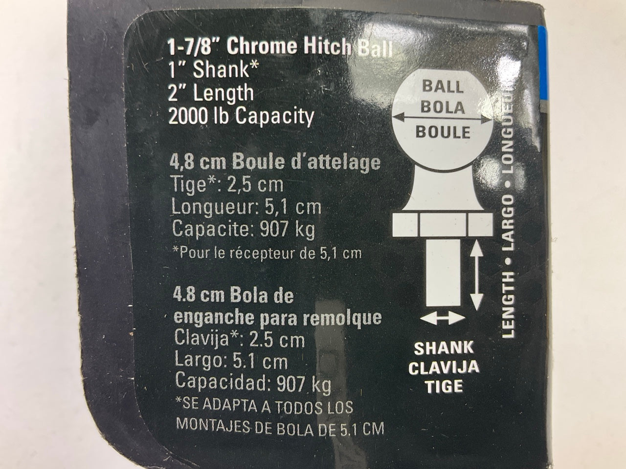 Reese Towpower 72807 Zinc Interlock 1-7/8'' Hitch Ball, 2,000 Lbs Capacity