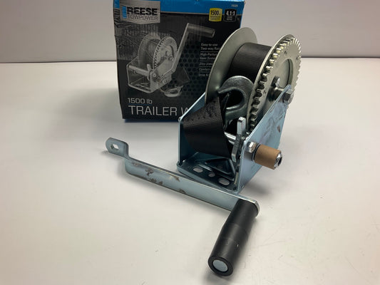 REESE 74329 Trailer Winch, 1500 Lbs Weight Capacity, 4.1:1 Gear Ratio, 20' Strap