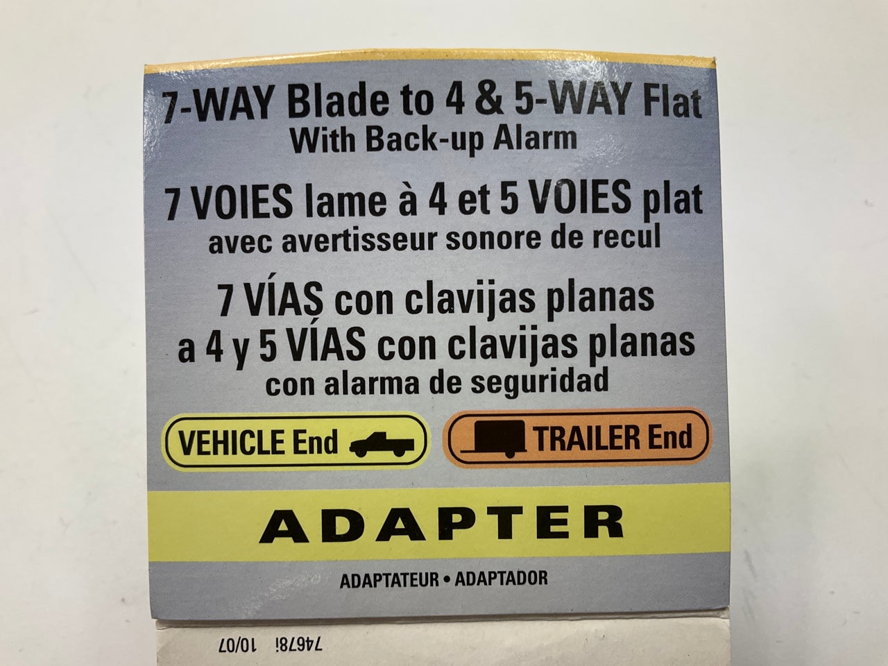 Reese Towpower 74678 7-Way Blade To 4 & 5 Way Flat Adapter With Back-up Alarm