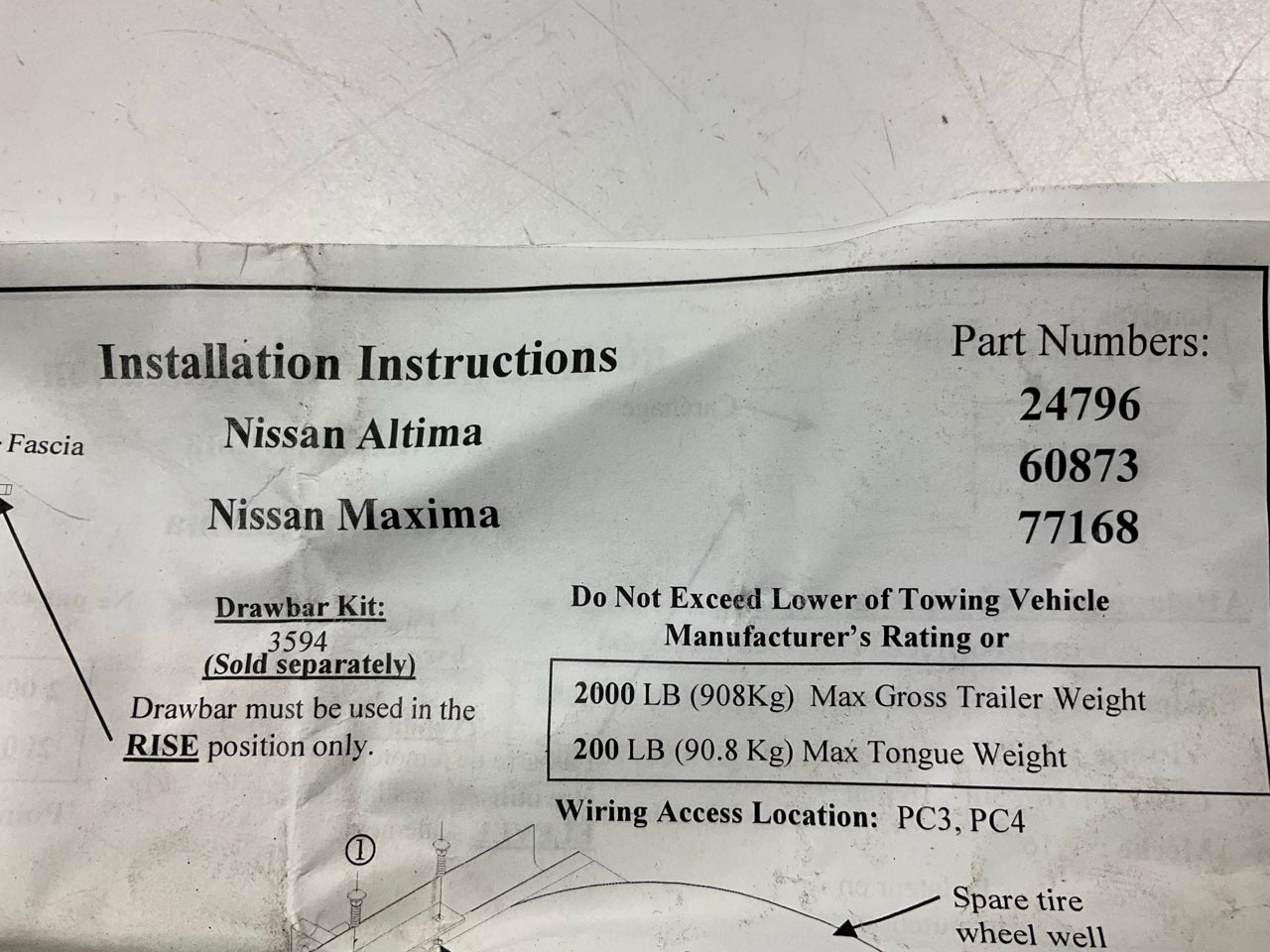 Reese 77168 Class 1 Trailer Hitch For 2009-2023 Nissan Maxima, 07-24 Altima