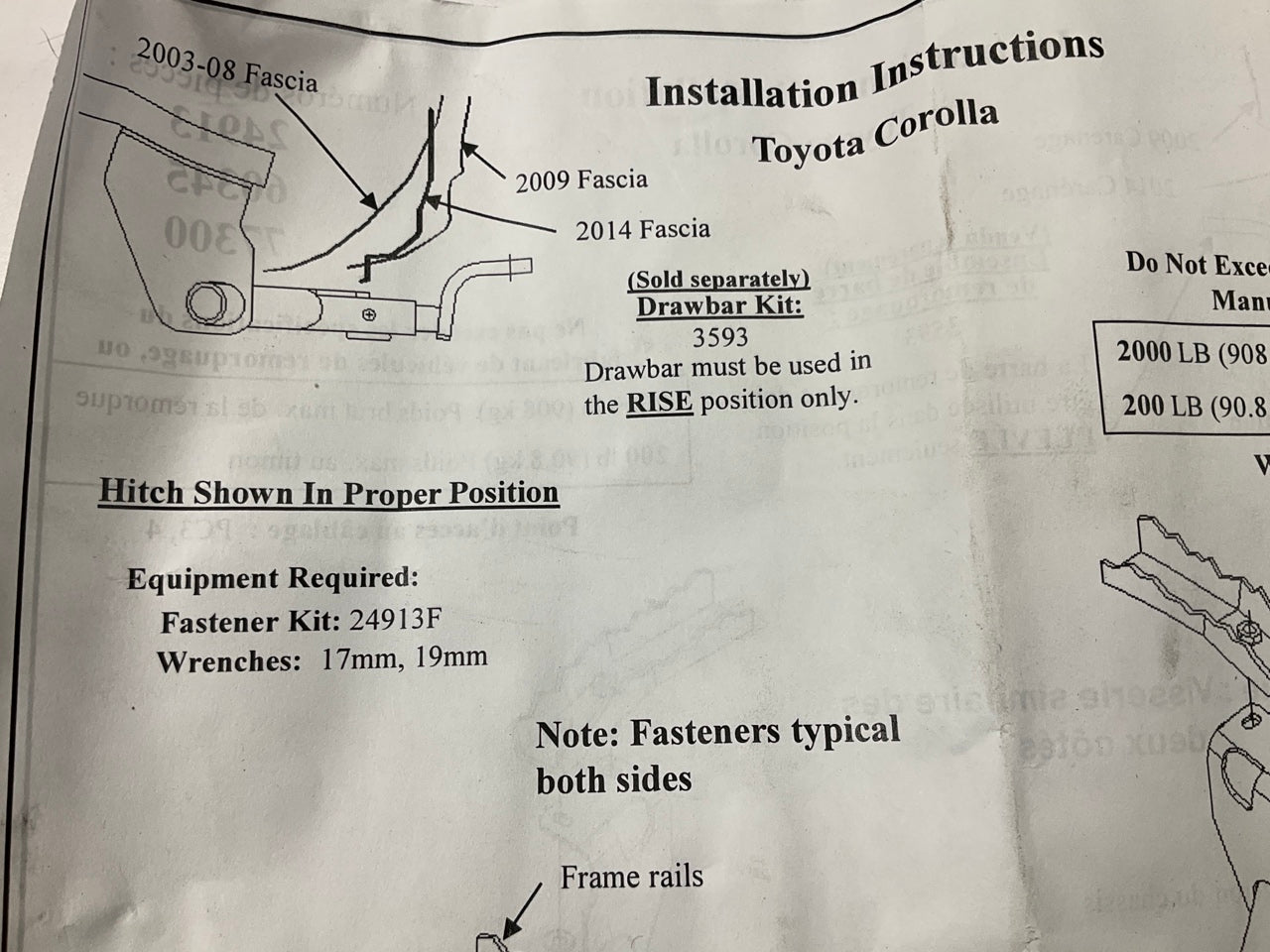 Reese 77300 Class 1 Trailer Hitch For 2003-2020 Toyota Corolla