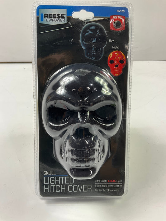 Reese Towpower 86529 Black Finish Skull Red Lighted 2'' Receiver Hitch Cover