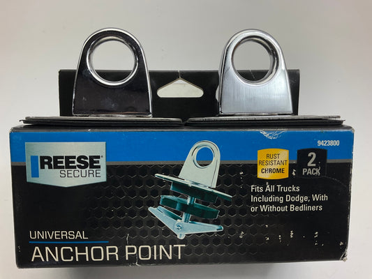 REESE 9423800 Pick-up Truck Universal Chrome Anchor Point 2-Pk Truck Bed Anchors