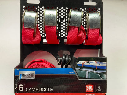 Reese 9424700 Secure Light Duty Cambuckle Tie Downs, 1 In. X 6 Ft - 4 Pack