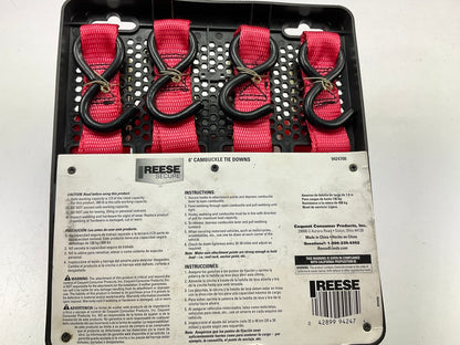 Reese 9424700 Secure Light Duty Cambuckle Tie Downs, 1 In. X 6 Ft - 4 Pack
