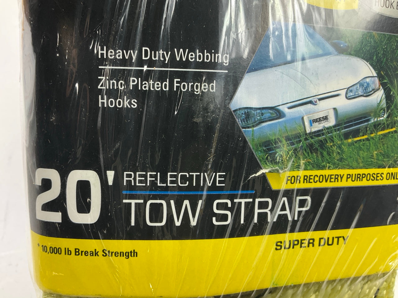 Reese 9426300 Reflective Recovery Tow Strap With Hook, 2'' X 20' Long