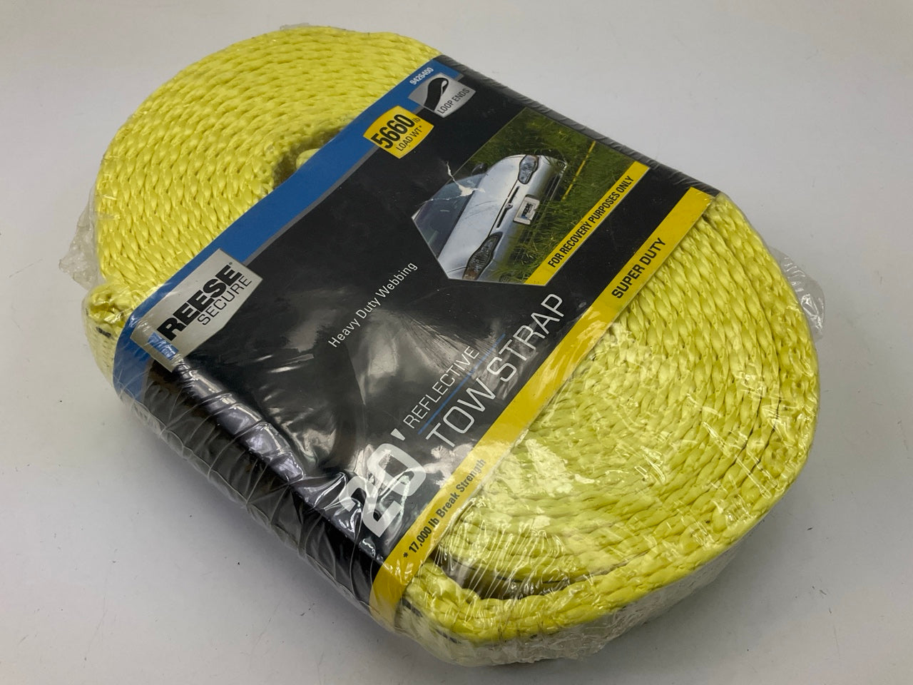 Reese 9426400 Reflective Tow Strap With Loop, 2'' X 20' Long, 5660lb Load