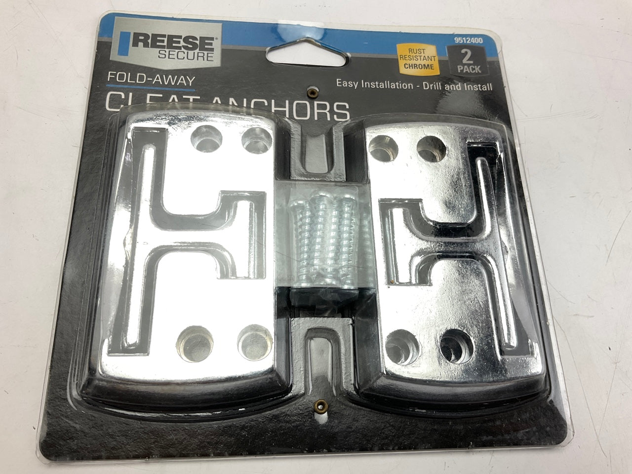 Reese 9512400 Universal Secure Chrome Fold-Away Cleat Anchors