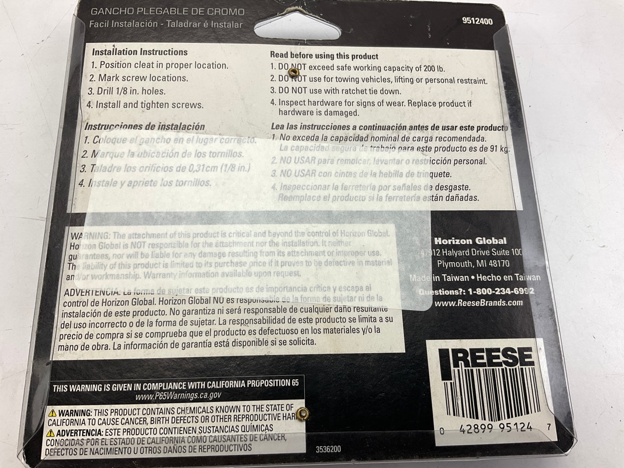 Reese 9512400 Universal Secure Chrome Fold-Away Cleat Anchors