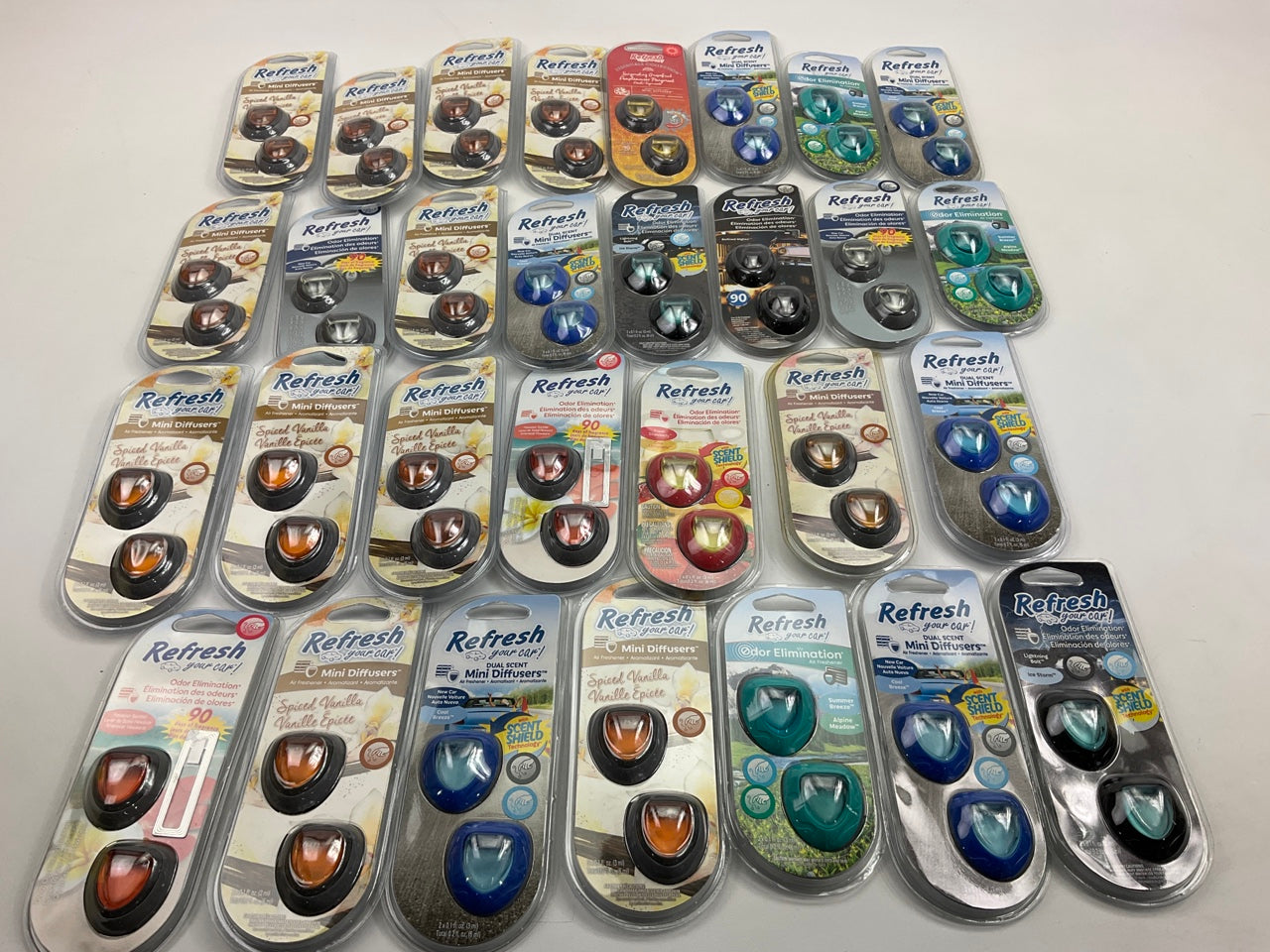30 Mixed Pack, Refresh Your Car Air Freshener Odor Eliminator For Car Dealer Lot