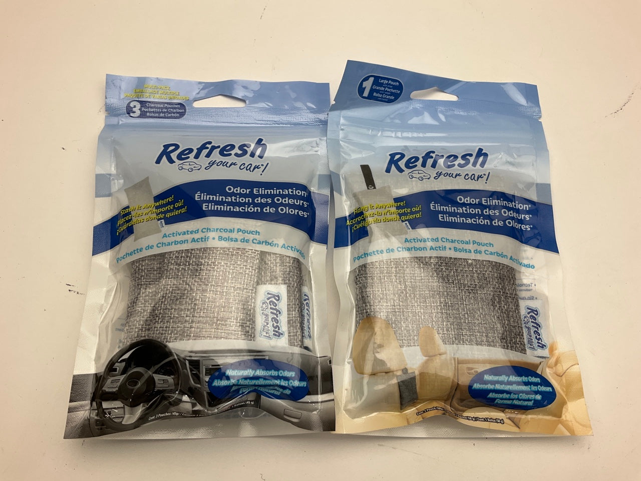 (9) Packs - Refresh Activated Charcoal Pouch 45g Odor Elimator Air Fresheners